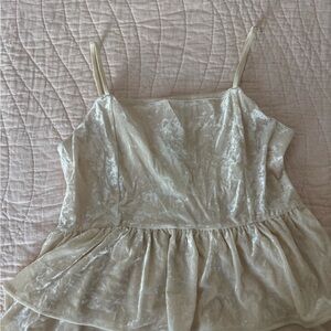 American Eagle Outfitters Cream Smocked Tiered Camisole